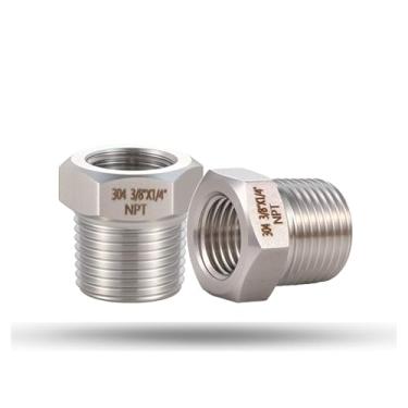 Imagem de 2 peças de bucha sextavada redutora NPT macho de 1/10.2 cm fêmea NPT para bucha sextavada de encaixe de tubo de aço inoxidável 304, adaptador redutor de encaixe de tubo resistente
