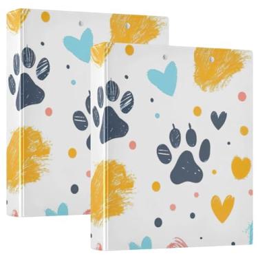 Imagem de Fichário de caderno de folhas soltas com estampa de pata de cachorro, 3,8 cm, resistente, comporta 200 folhas, fichários escolares confiáveis, 3 anéis
