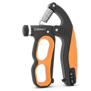 Imagem de Treinador de força de aderência, fortalecedor de mão com resistência ajustável de 10 a 150 kg, contador automático, design ergonômico, fortalecedor de antebraço para músicos, atletas e recuperação de