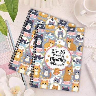 Imagem de Agenda semanal mensal 14 x 21 cm, caderno de planejamento espiral para gatos e cães, agenda diária para agendas diárias de adultos, estudantes, escritórios e organizações escolares, famílias (100