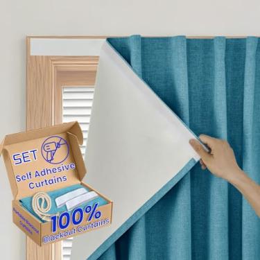 Imagem de Sovtfides Painel blackout Peel & Stick - Capa de janela com isolamento térmico para porta de vidro de pátio (L99 x C 152 cm, 1 painel, azul pedra)