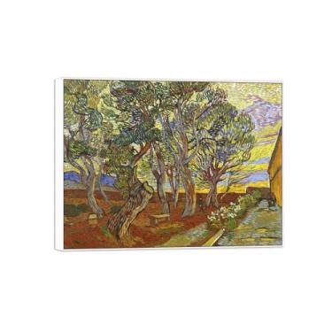 Imagem de Vincent van Gogh Famosa pintura em tela de arte de parede pronta para pendurar. Jardim 3. Imagem em moldura branca para decoração de sala de estar 50 x 65 cm 20 x 26 pol