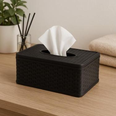 Imagem de Porta LençO de Papel，Cesta de Vime PláStico，Compacto e PráTico，para uso DoméStico e no EscritóRio