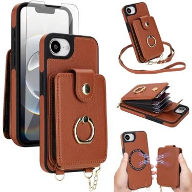 Imagem de Capa de telefone para iPhone 16e/SE 2025/SE 4 capa carteira magnética destacável e protetor de tela anel suporte compatível com bloqueio de RFID MagSafe i Phone16e i16e 16 e SE4 16eCapa para mulheres