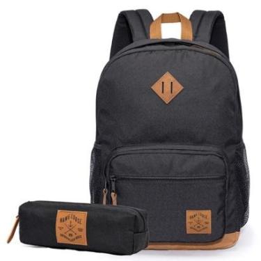 Imagem de Kit Mochila Bolsa Hang Loose Escolar Faculdade Para Notebook e Estojo de Lápis e Caneta  Resistente-Masculino