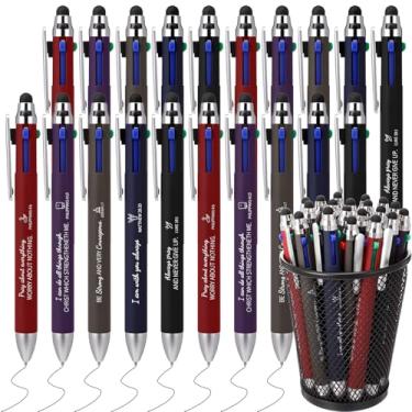 Imagem de Yexiya Pacote com 30 canetas esferográficas multicoloridas, 4 cores em um, canetas esferográficas multicoloridas, 2 em 1, para telas sensíveis ao toque, escritório, escola, enfermeiras, professores