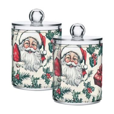 Imagem de xigua Pacote com 4 lindos suportes de Natal para bolas de algodão, cotonete – Frasco de plástico de boticário de armazenamento versátil transparente de 4 ml para banheiro e organização de