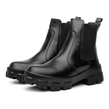 Imagem de Bota Coturno Feminino Tratorada Chelsea Macia Confortável-Feminino