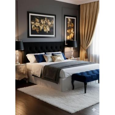 Imagem de Cabeceira Painel Capitonê Casal Estofada Suede (Preta)