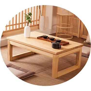 Imagem de AkosOL Mesa de centro de madeira para sala de estar, varanda, mesa de jantar, mesa de cama, mesa de chá, mesa de laptop, mesa de cor de madeira original, 70 x 45 x 30 cm, marrom