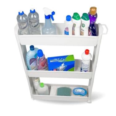 Imagem de Armário Com Rodinhas Prateleira Organizador De Cozinha E Lavanderia(Branco)