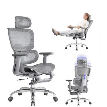 Imagem de Cadeira Ergonômica LarkLeaves L10 Mesh Apoio de Pé Braço 3D Cinza