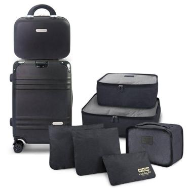 Imagem de Kit Mala De Bordo, Frasqueira E Organizadores De Mala Elite Preta