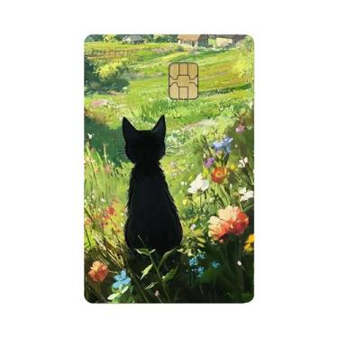 Imagem de Adesivo De Filme PVC De Gato Preto Para Cartão De Débito E Crédito Com
