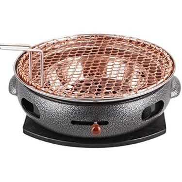 Imagem de Churrasqueira portátil a carvão churrasqueira portátil de mesa fogão a carvão utensílios domésticos para churrasco com rede de cobre grelha de ferro fundido (cor: preto, tamanho: 33 x 12 cm) (preto 33