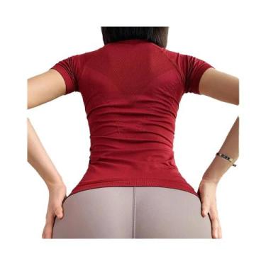 Imagem de Camisetas De Yoga Femininas De Verão Com Manga Curta, Gola Redonda, Re