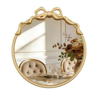 Imagem de DUOHONG Espelho redondo dourado espelhos decorativos de banheiro espelho de decoração de arco barroco para penteadeira de casa, quarto, sala de estar, corredor