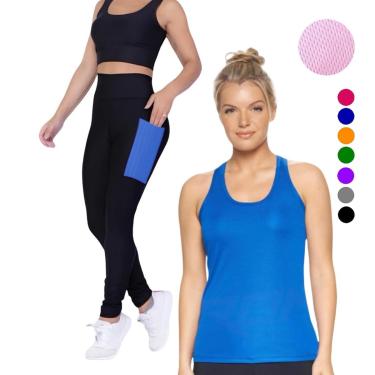 Imagem de Camiseta REGATA DRY Tecido Furadinho + CALÇA leg LEGGING BOLSOS Conjunto Fitness Feminino 632-Feminino