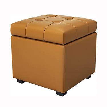 Imagem de Cubo de descanso para os pés de couro premium com armazenamento, otomano marrom moderno para sala de estar e quarto, banquinho elegante para os pés 99 x 41 x 43 cm - design confortável e versátil
