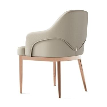 Imagem de CFGH6FDF Cadeiras de jantar modernas de couro sintético de meados do século, cadeira de lazer com moldura de metal para quarto, cozinha, sala de estar, espaço pequeno, sala de jantar (ouro rosa)