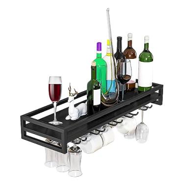 Imagem de Suporte de parede para taças de vinho, suporte para copos de vinho, cabide de ferro para copo de vinho, economia de espaço, suporte multifuncional de parede para garrafas de vinho, para bar e cozinha