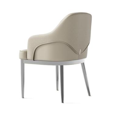 Imagem de CFGH6FDF Cadeiras de jantar modernas de couro sintético de meados do século, cadeira de lazer com moldura de metal para quarto, cozinha, sala de estar, espaço pequeno, sala de jantar (prata)