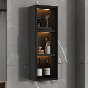 Imagem de Armário de armazenamento de banheiro montado na parede, armário de remédios de porta de vidro, prateleira de parede versátil para banheiro, cozinha, sala de estar, quarto - organizador acima do vaso