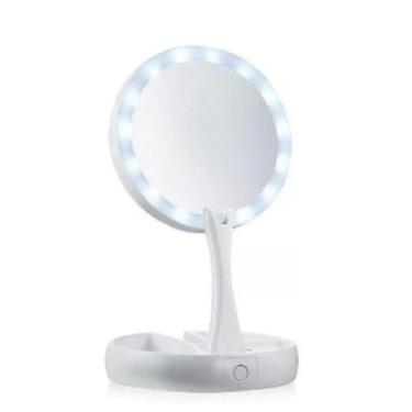 Imagem de Espelho com Led De Mesa Com Aumento 10x Led luz Dobravel Para Maquiagem - 28 * 15.5cm