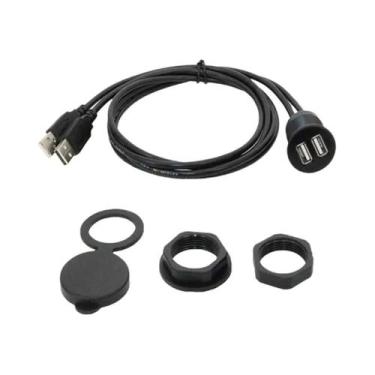 Imagem de Tomada USB Dupla Para RV, Carro, Montagem Embutida, Cabo De Extensão Q