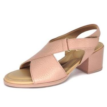 Imagem de Sandália Usaflex Salto Bloco Médio Couro AK1603-Feminino