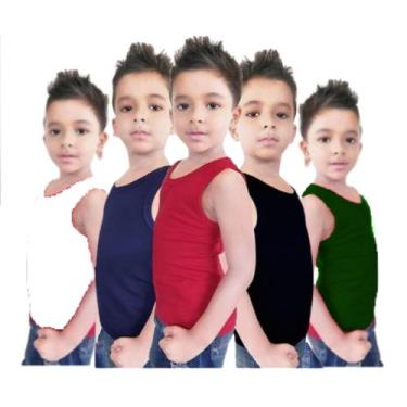 Imagem de Kit 5 camisas regata infantil Camiseta Básica Criança e a Adolecente -