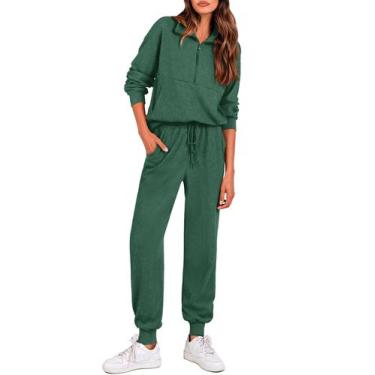 Imagem de Conjunto de Moletom PRETTYGARDEN Verde Escuro XL Casaco com Zíper e Ca