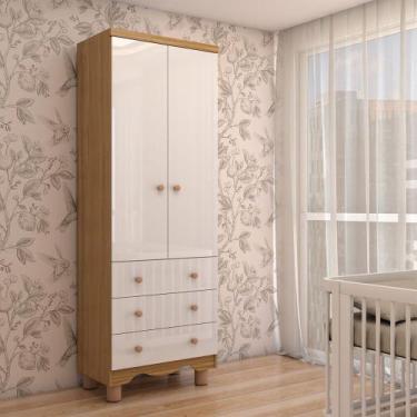 Imagem de Guarda-Roupa de Bebê Sueño 2 Portas 3 Gavetas 100% Mdf Branco Brilho/A