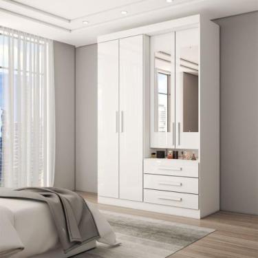 Imagem de Guarda-Roupa Solteiro Real 4 Portas 3 Gavetas com Espelho 100% Mdf Bra