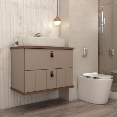 Imagem de Armário de Banheiro Sierra 80cm 1 Porta e 1 Gaveta 100% Mdf Cappuccino