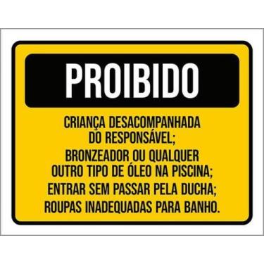 Imagem de Kit 10 Placas Proibido Criança Desacompanhada Bronzeador - Sinalizo