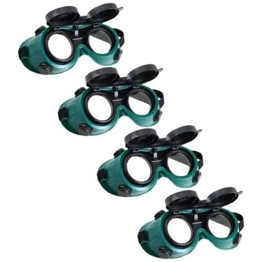 Imagem de Oculos De Solda Kit 4 Uni Protecao EPI Mascara Articulavel Dupla Lente Equipamento Profissional Para Soldador Com Filtro