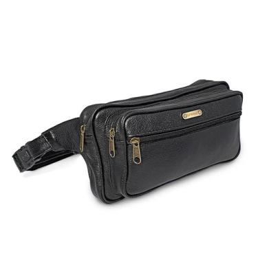 Imagem de Pochete Extra Grande Masculina De Couro Espaçosa Resistente - Le Voyag