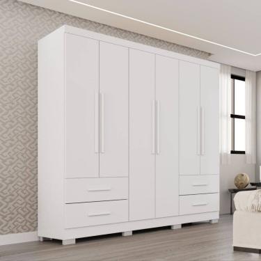 Imagem de Guarda-roupa Casal com Pés 6 Portas 4 Gavetas Texas Premium Branco