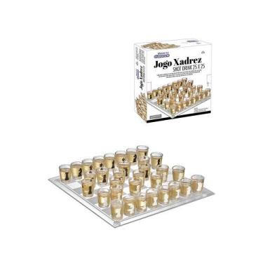 Imagem de Jogo De Xadrez Shot Drink Tabuleiro De Vidro Tequila 25x25cm - Western
