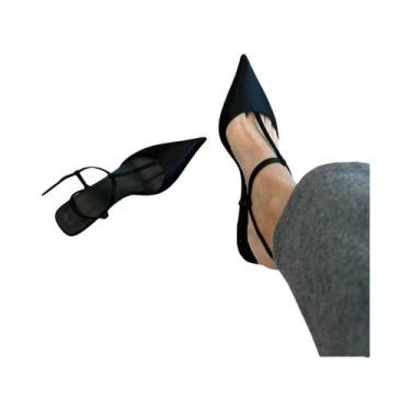 Imagem de Sapatos Femininos Sexy De Salto Alto Com Bico Fino E Salto Grosso Para