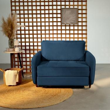 Imagem de Sofá Cama Solteiro 105cm Mode Cabecasa Madeiraoriginals Azul