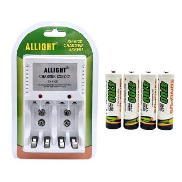 Imagem de Kit Carregador de Pilhas AA AAA Bateria 9V Bivolt kit:CARREGADOR + 4 A