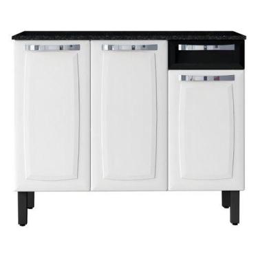 Imagem de Balcão Itatiaia 3 Portas 1 Gaveta Branco/preto Rose Preto Branco/preto