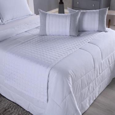 Imagem de Kit Peseira 5 Peças para Cama Queen Com Almofadas Cheias Percal 300 Fi