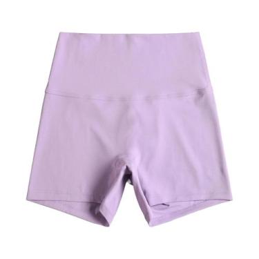 Imagem de Shorts de Yoga Fitness Cintura Alta - Cor Sólida - Leggings para Trein