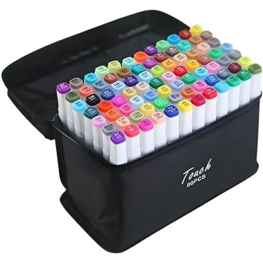 Imagem de Kit Estojo Marcadores Permanente 120 Cores Canetinhas Ponta Dupla Arte e Lettering com Estojo Tipo Maleta Preto Estoquee