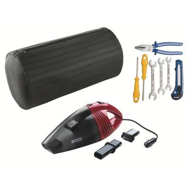 Imagem de Kit de Ferramentas 8 Peças para Carro com Aspirador 60W 12V, Estojo em EVA e Fixação Porta-Malas Tramontina