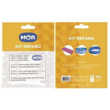 Imagem de Kit Reparo para Piscina Mor 3 Remendos PVC 10cm X 7cm com 2 Canudos para Desinflar e Cola para Infláveis