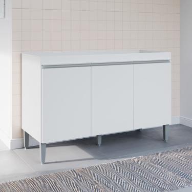 Imagem de Balcão Gabinete Cozinha Manu 120cm 3 Portas Sem Tampo MDP Multiuso Branco - Desk Design